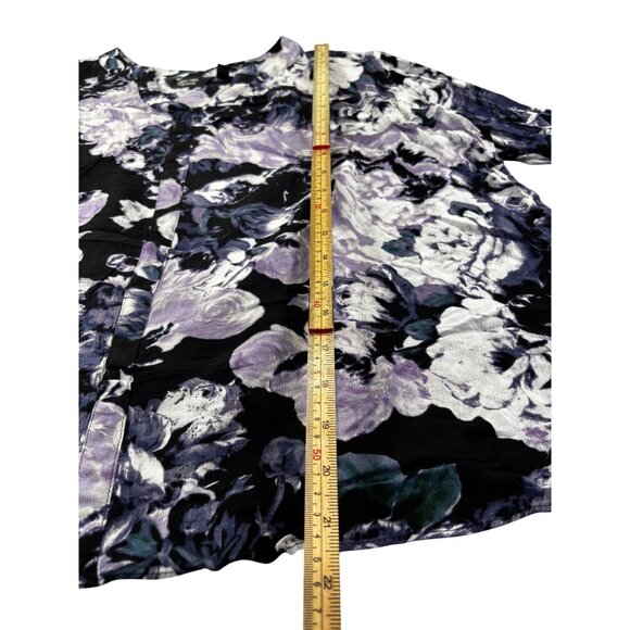 Simply Vera Vera Wang Womens Purple & Black Floral Button-Up Blouse L - Picture 7 of 10